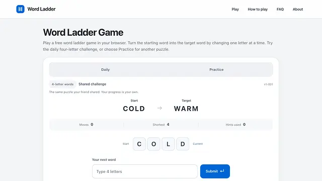 Pelaa Word Ladder